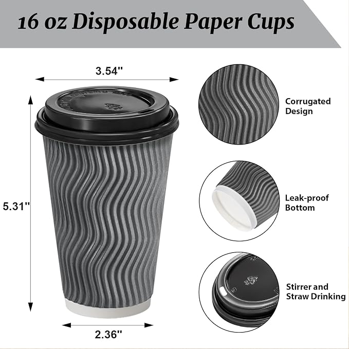 Clawsoff 100 Pack 16 oz Disposable Coffee Cups - Image 2
