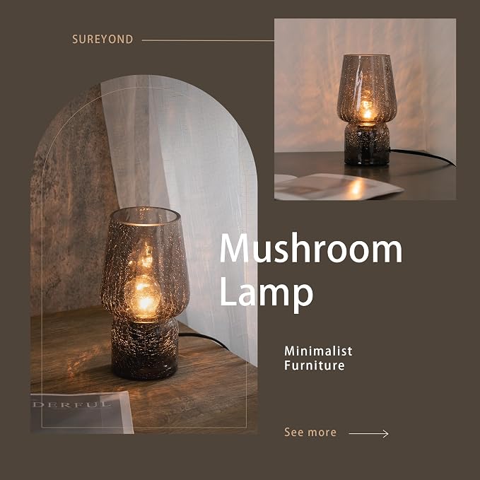 Mushroom Lamp, Small Table Lamp, Mini Cute Lamp Nightstand Lamp Kitchen Glass - Image 4