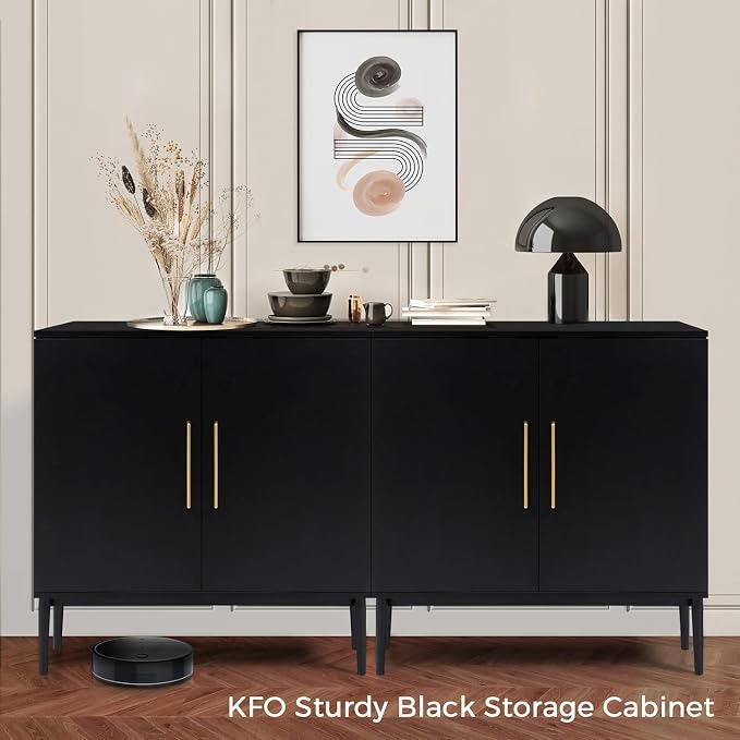 Set of 2 Black Storage Cabinet - Image 5