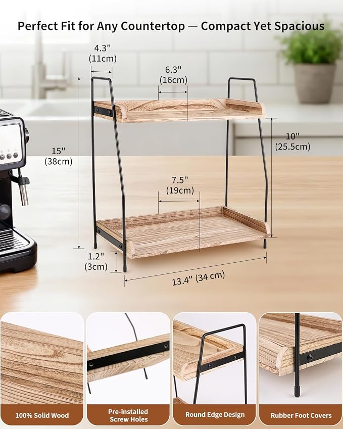 Coffee Bar Organizer for Countertop, 2-Tier Coffee Station Organizer - Image 3
