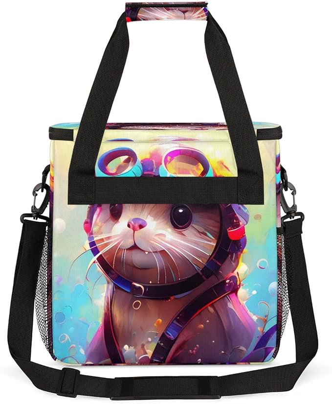 Cartoon Otter Coffee Maker Carring Bag, Large Insulated Storage Organizer Case - Image 5