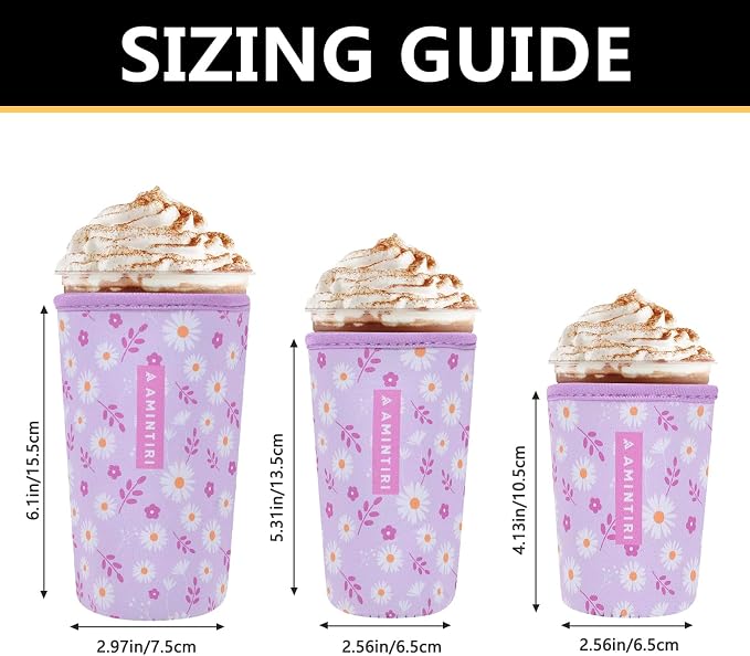 3 Pack Reusable Sleeve for Iced Coffee Cup, Coffee Neoprene Sleeve for Iced&Hot - Image 3