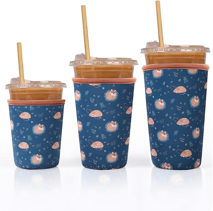 Dntorx Reusable 3-Pack Iced Coffee Cup Sleeve, Insulated Neoprene Drink Sleeve by Dntorx