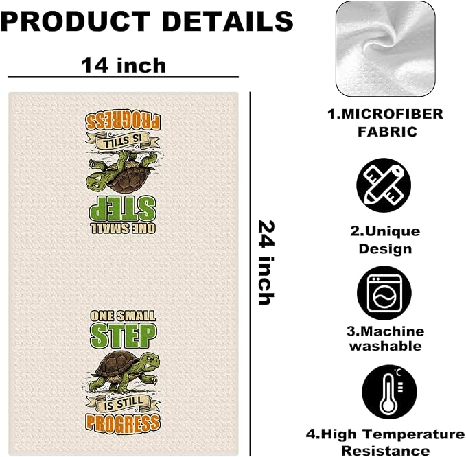 Inspirational Turtle Kitchen Towels, Turtle Gifts Reusable Dish Towels - Image 2