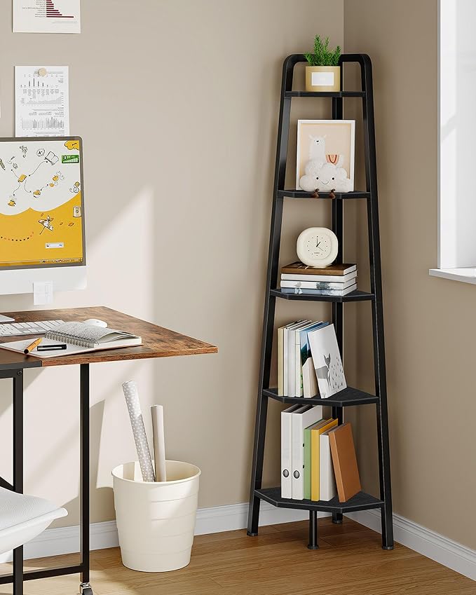 CHOEZON Corner Shelf, 5-Tier Ladder Corner Shelf, Ladder Bookshelf, 59.6" Tall - Image 3