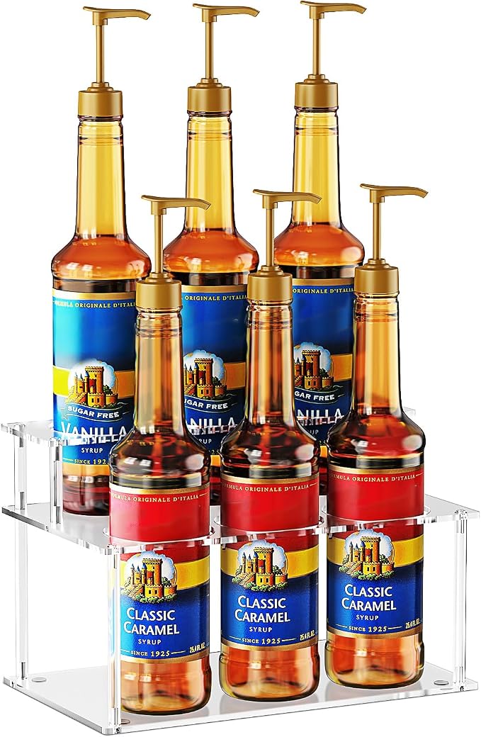 Nuovoware Acrylic Coffee Syrup Organizer, 2-Tier 6 Bottles Bar Organizer by NUOVOWARE