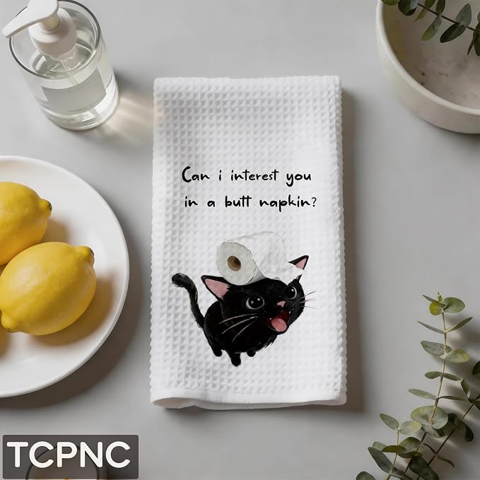Funny Black Cat Hand Towel, Cute Black Cat Bathroom Towel - Image 5