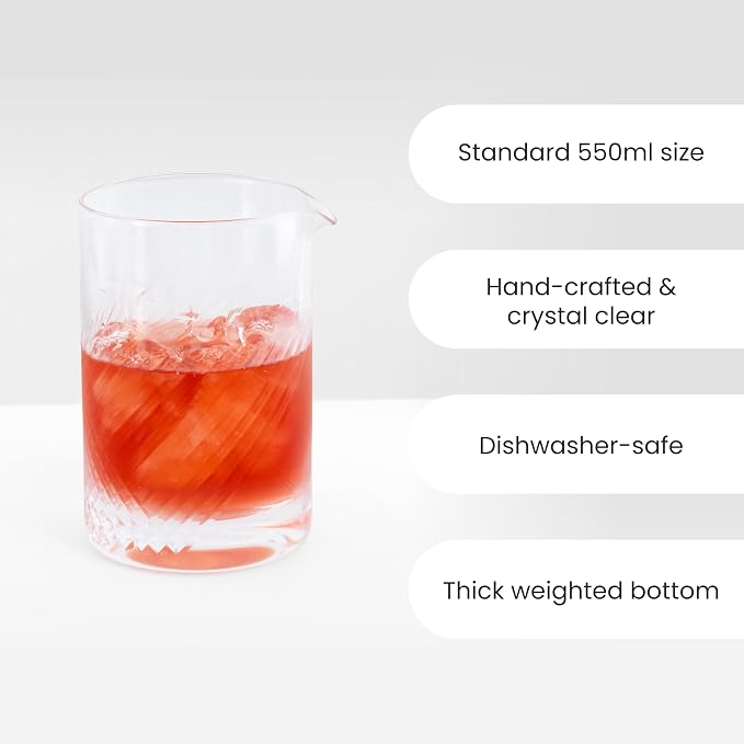 A Bar Above Cocktail Mixing Glass, Diamond Deco Enhanced Annealed Lead-Free - Image 3