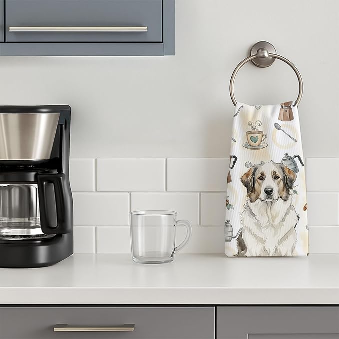 Caroline's Treasures Badger Great Pyrenees Coffee Bar Kitchen Towel Velour - Image 3