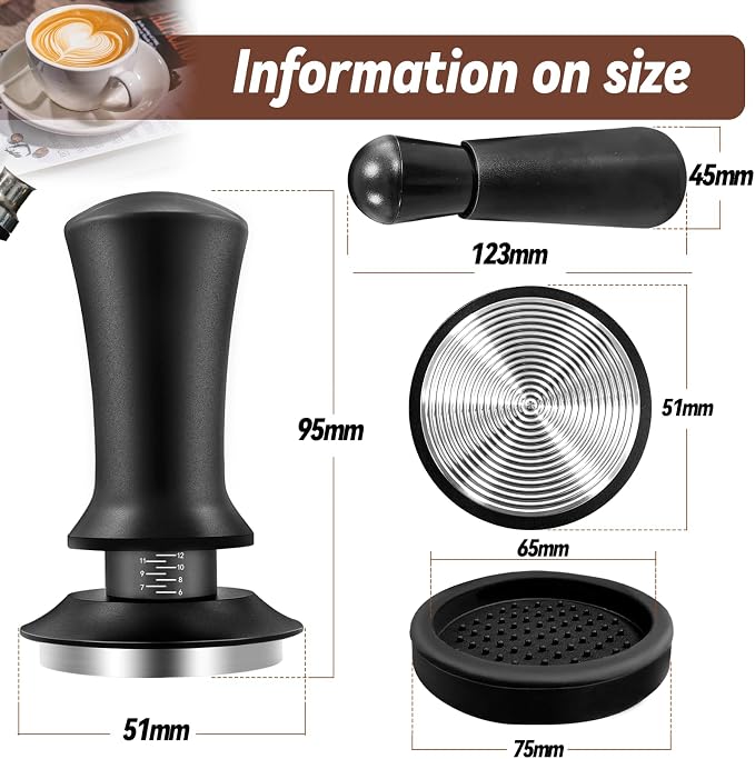 51mm Espresso Accessories Kit, Coffee Tamper Set, Spring Loaded Calibrated - Image 2