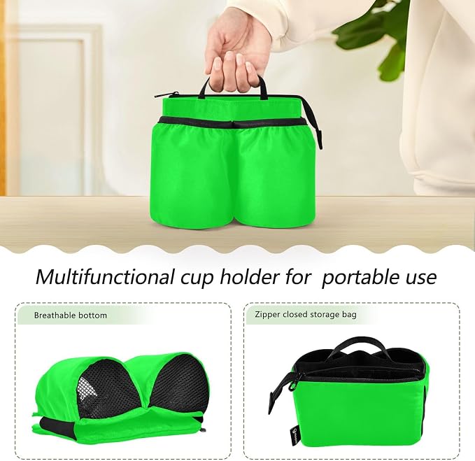 DOMIKING Neon Green Travel Luggage Cup Holder - Image 3