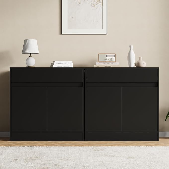 Housoul Buffet Cabinet with 2 Doors and Drawer, Coffee Bar Cabinet with - Image 5