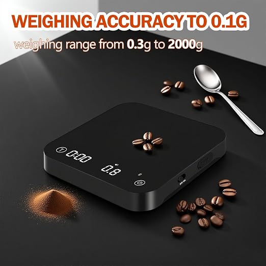Mini Coffee Scale with Timer Automatic, 0.1g/2000g Rechargeable Precision - Image 4