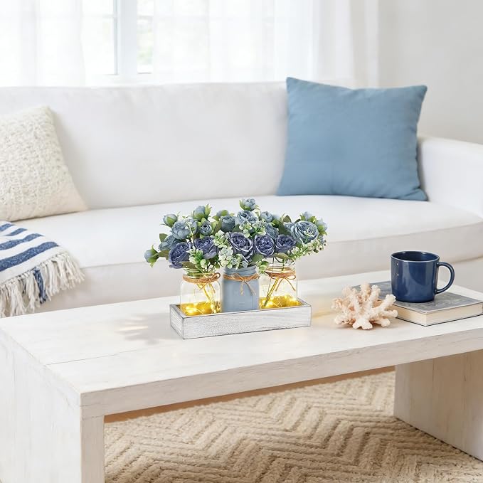 Mkono Mason Jar Lights Centerpiece Table Decor - Image 3