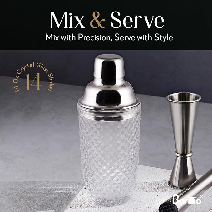 Barillio 14 oz Glass Cocktail Shaker | Cobbler Mixer - Image 4