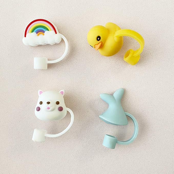 Silicone 4PCS Straw Tips Cover Reusable Drinking Straw Tips Lids/Plugs Anti-dust - Image 2
