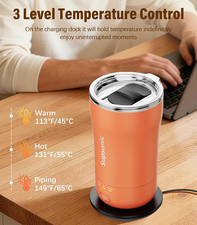 Supsonic - 14oz Heated Coffee Mug, Self-Heating Travel Mug - Image 2