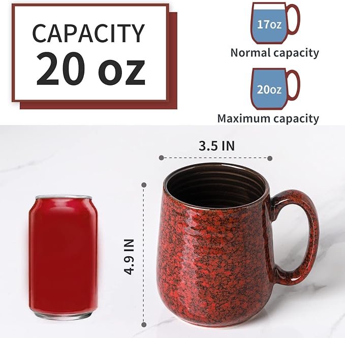 Hasense Large Coffee Mugs Set of 2, Ceramic 20 oz Coffee Cups - Image 2