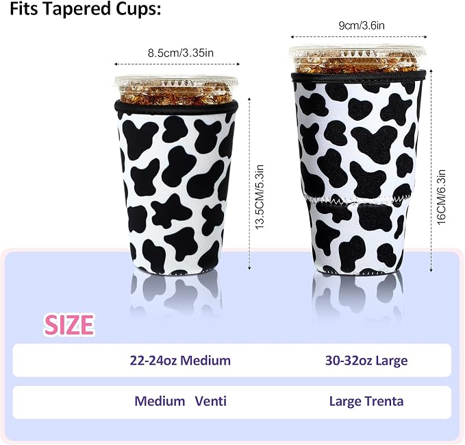 Patelai 4 Pack Reusable Iced Coffee Insulator Sleeve, Neoprene Coffee Cup Holder - Image 3