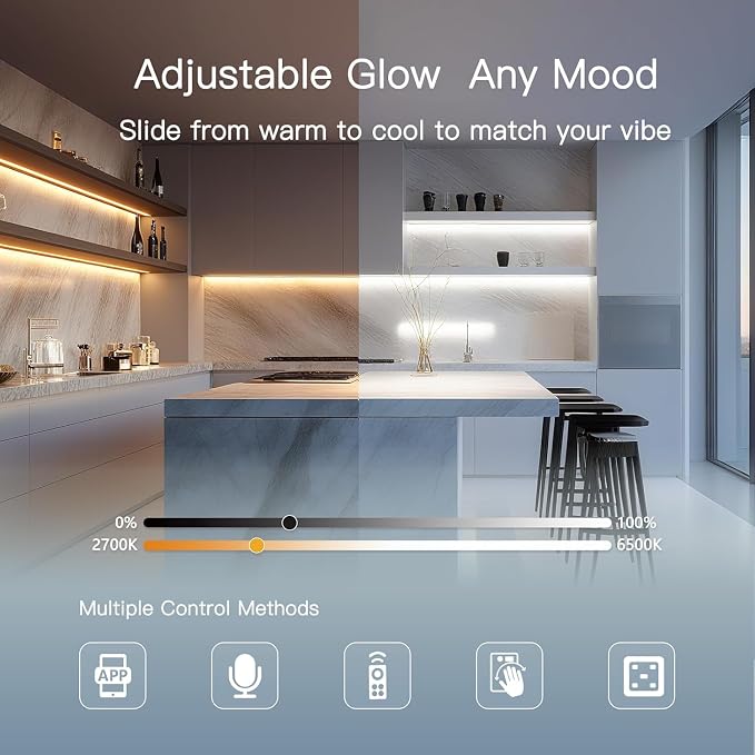 V4light Under Cabinet LED Lighting, 6 Pack Ultra Slim Aluminum Light Bars - Image 3