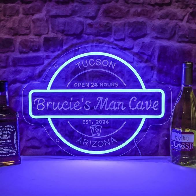 Custom Man Cave Neon Sign Dimmable LED Neon Light Wall Decor Personalized Man by Unknown