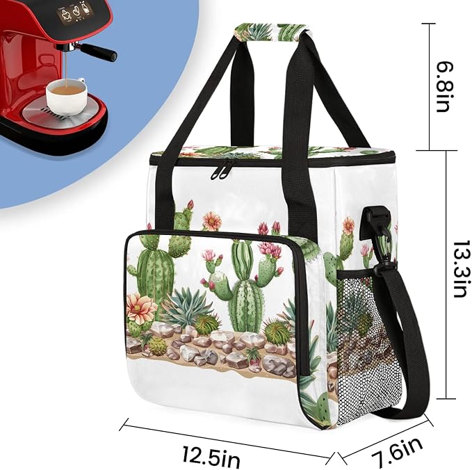 Cacti Succulen Coffee Maker Carring Bag, Large Insulated Storage Organizer Case - Image 2