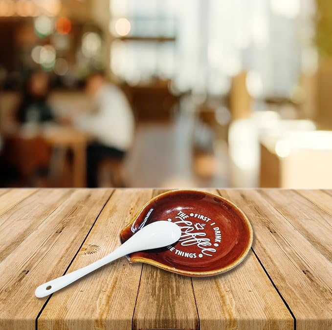 Funny Coffee Quote First I Drink The Coffee Then I Do The Things Ceramic Spoon - Image 7