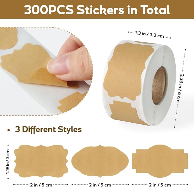 300PCS Kraft Brown Labels 2x1.2 Inch - Image 2