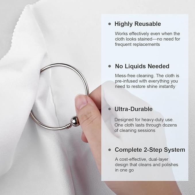 SEVENWELL 2pcs Silver Polishing & Cleaning Cloth, Sterling Silver Silverware - Image 6
