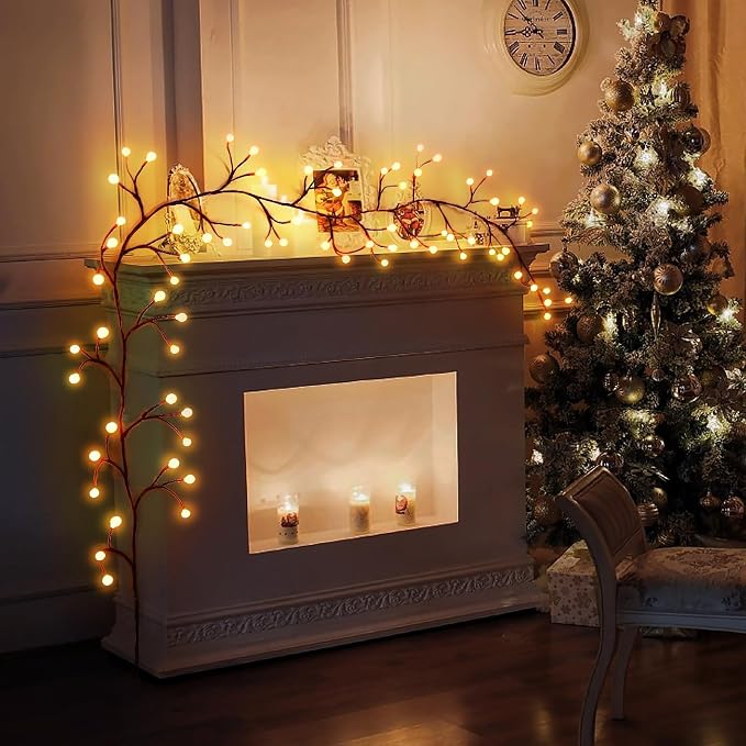 Willow Vine Lights for Window Frame: 7.9Ft Decorations Willow Vine Fairy Lights - Image 6