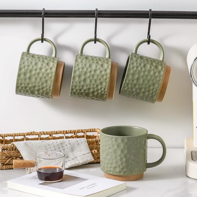 Nihow 16OZ Stackable Coffee Mug Set, Large Ceramic Coffee Mug Set of 4 - Image 4