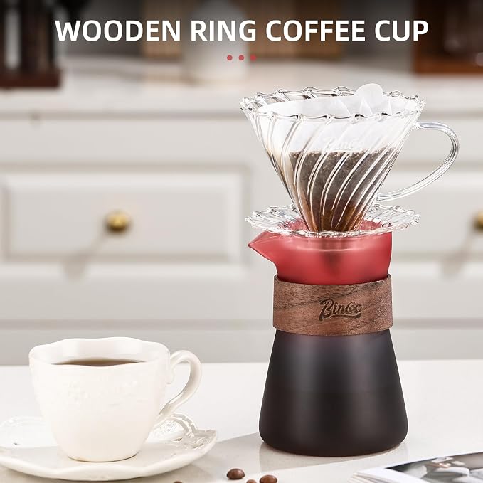 Glass Coffee Carafe with Wood Heat-Resistant Loop, 16oz Glass Coffee Server - Image 8