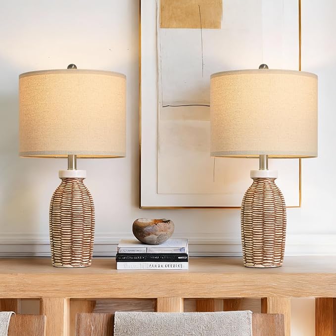 22.75" Table Lamps for Living Room Small Lamps for Bedroom Bedside Lamps Set of - Image 3