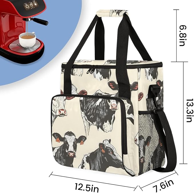 Cow Animals Coffee Maker Carring Bag, Large Insulated Storage Organizer Case - Image 2