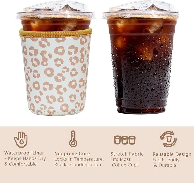 Reusable Insulated Sleeve for Iced Coffee Cup, Coffee Neoprene Sleeve for Cold - Image 6