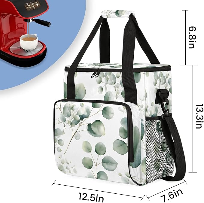 Eucalyptus Leaf Coffee Maker Carring Bag, Large Insulated Storage Organizer - Image 2