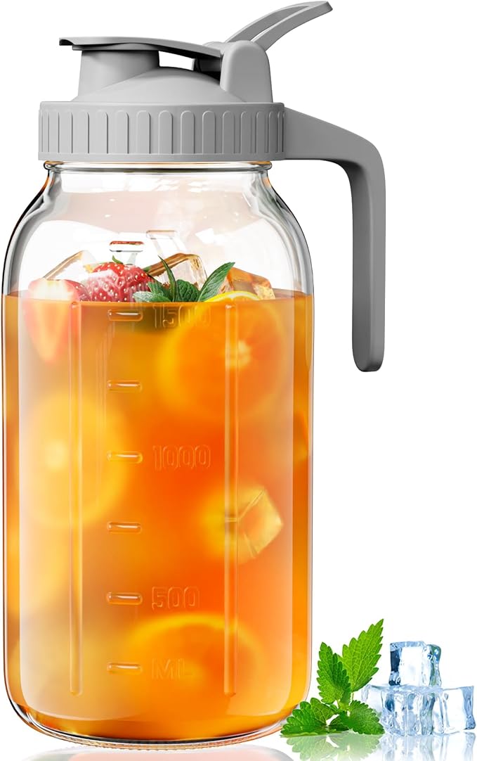 OneDream 64oz Mason Jar Pitcher, Airtight & Leakproof Glass Pitcher by OneDream