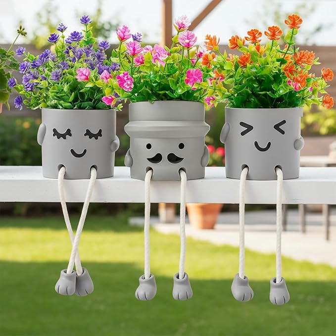 3 Packs Cute Fake Plants, Artificial Potted Plants by ASOPHEX