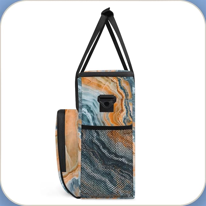 Marble Abstract Coffee Maker Carring Bag, Large Insulated Storage Organizer - Image 4