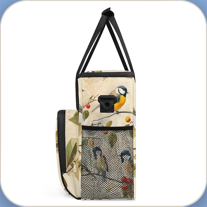 Vintage Bird Coffee Maker Carring Bag, Large Insulated Storage Organizer Case - Image 4