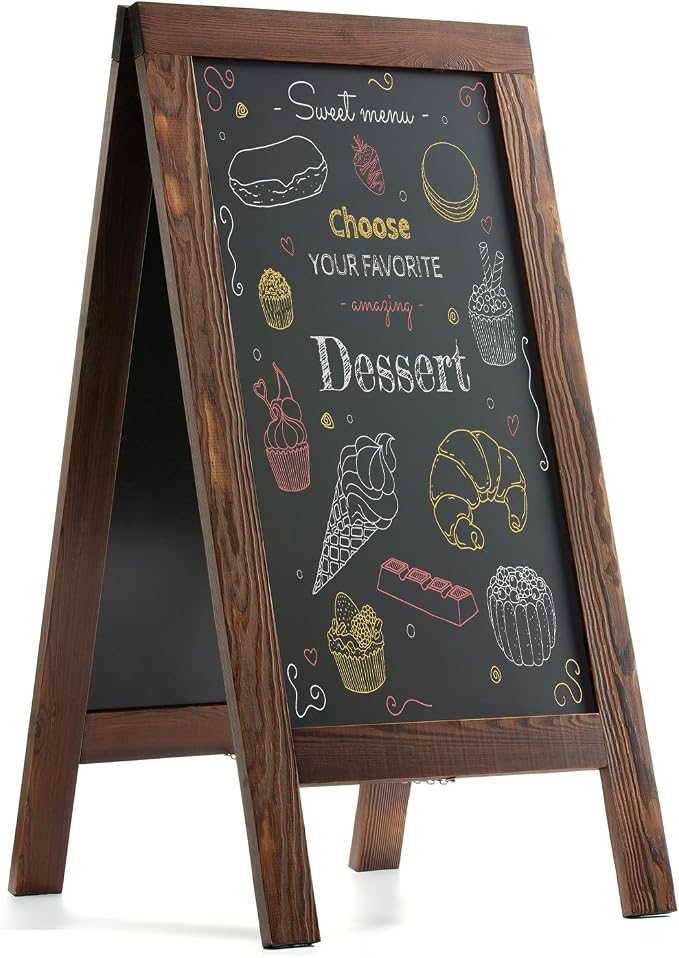 DAHAPYBOO Sandwich Board 40"x20" Solid Pine Wood Rustic Brown, Chalk Board Sign by DAHAPYBOO