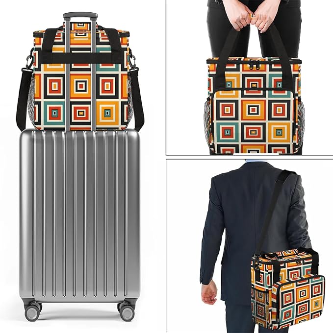 Orange Mid Century Coffee Maker Travel Bag, Modern Abstract Geometric Art - Image 7