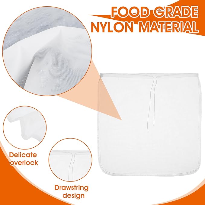 WLLHYF 4 Pack Nylon Nut Milk Bag 13×13 Inches Fine Mesh Cheese Cloth Multiple - Image 4