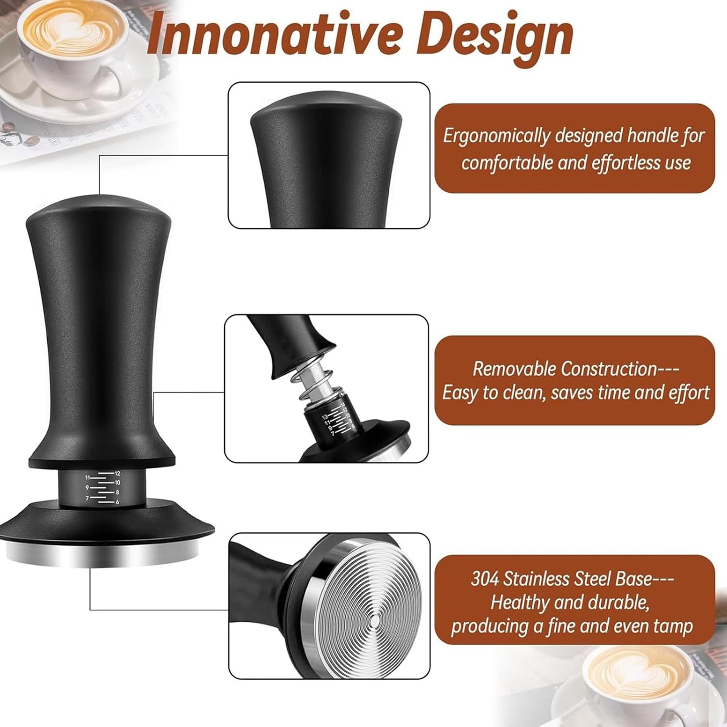 Coffee Tamper, 22 PCS Espresso Accessories Kit Including 51mm Coffee Tamper WDT Tool Tamper Mat Coffee Stirrer Latte Art Pen Milk Frothing Pitcher Coffee Stencils