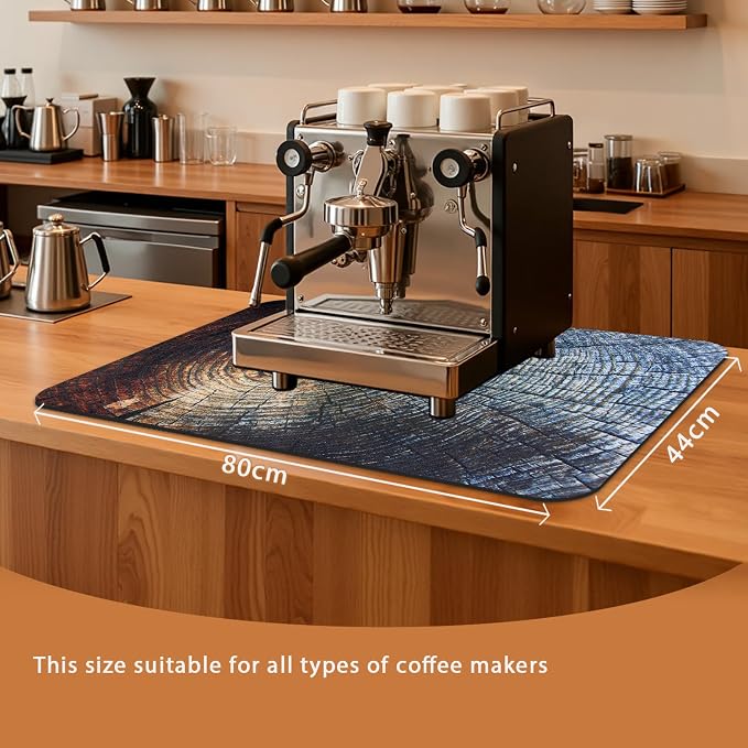 Coffee Mat 32x18 Inch, Wood Grain Counter Top Mat, Absorbent Hide Stain Rubber - Image 2