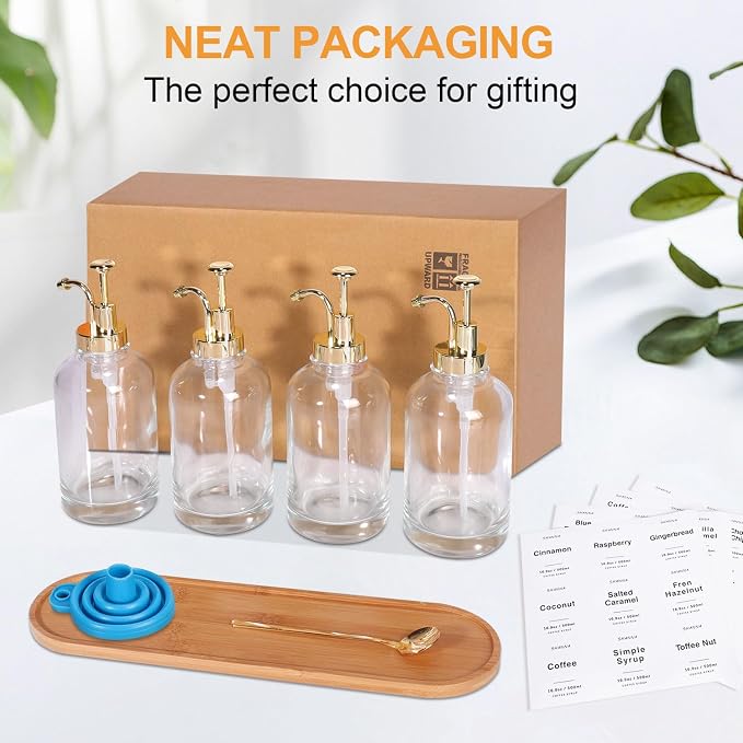 Coffee Syrup Dispenser for Coffee Bar, 16.9oz 500ml Glass Syrup Dispenser w - Image 7