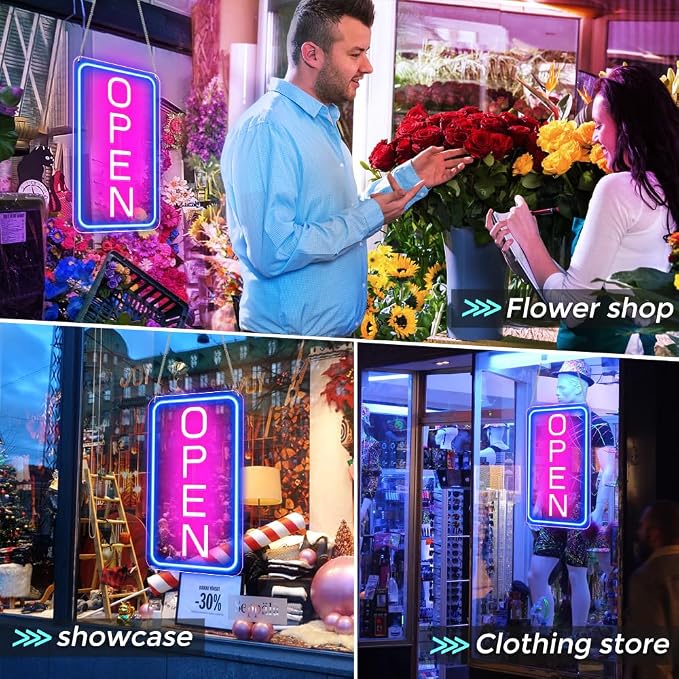 Open Signs for Business, Ultra Bright and Eye-catching Vertical Open Light Up - Image 2
