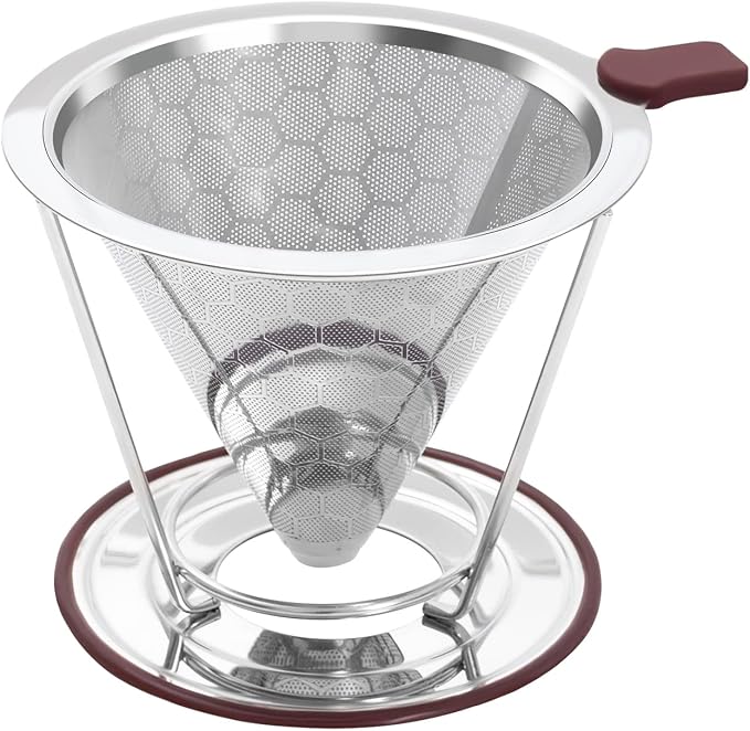 Pour Over Coffee Dripper Stainless Steel Coffee Filter Metal Cone Filter by HAPYHOOM