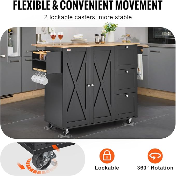 VEVOR Kitchen Island Cart, Rolling Table - Image 4