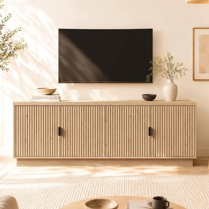 Fatmok Fluted TV Stand for up to 75" TVs, Modern Media Console by Fatmok